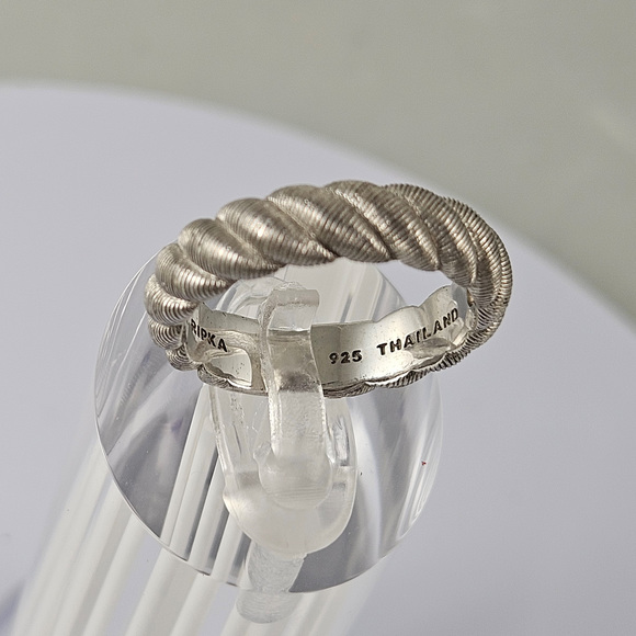 Judith Ripka 925 Sterling Silver Ring Stacking Textured Sz 8 - Picture 7 of 7